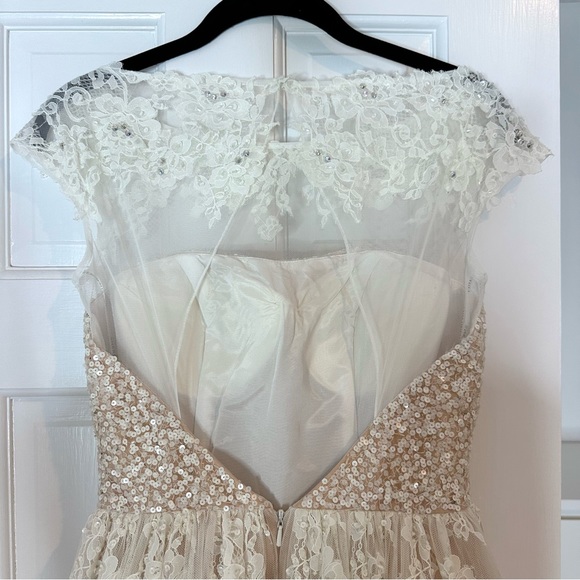 Sherri Hill Ivory mini sequin lace cocktail dress size 2 dress style #2957 - Picture 9 of 10